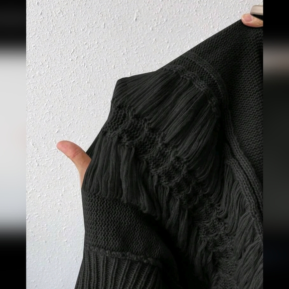 Luxe Mock Neck Cable Knit Lantern Sleeve Sweater Top - Picture 7 of 7